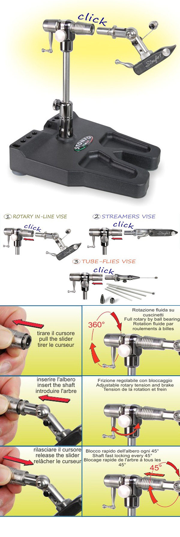 Stonfo Transformer Vise / fly tying vices 3 in 1! / AS654 / made in