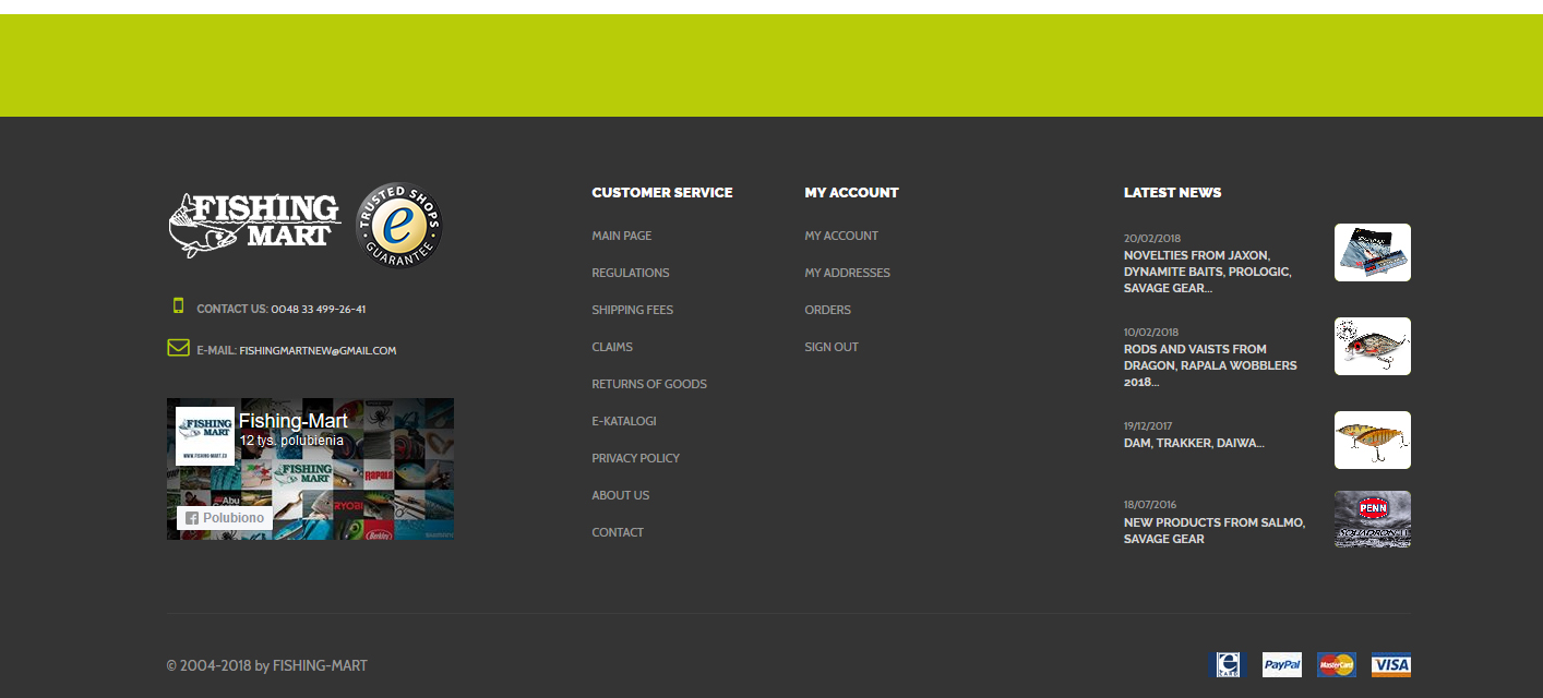 Online fishing store, accessories for anglers FishingMart