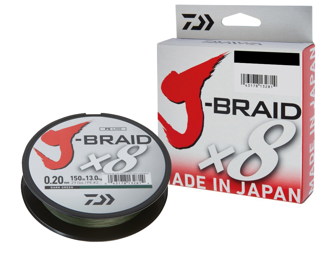 Daiwa J-Braid X8 0,20mm 13Kg 1500m Green Geflochtene Schnur