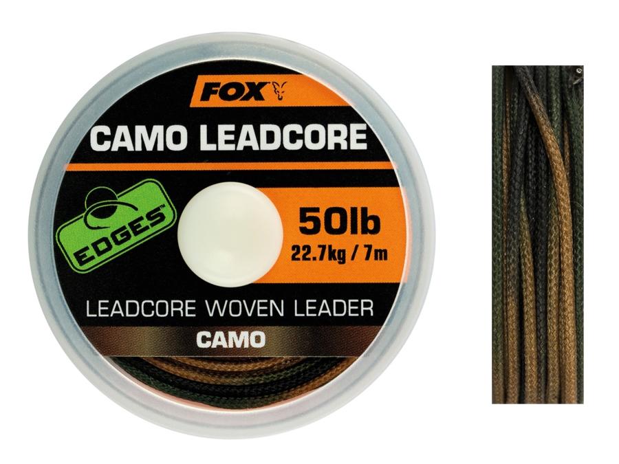 FOX EDGES CAMO LEADCORE 45lb cac462 LEADCORE WOVEN LEADER 25m 