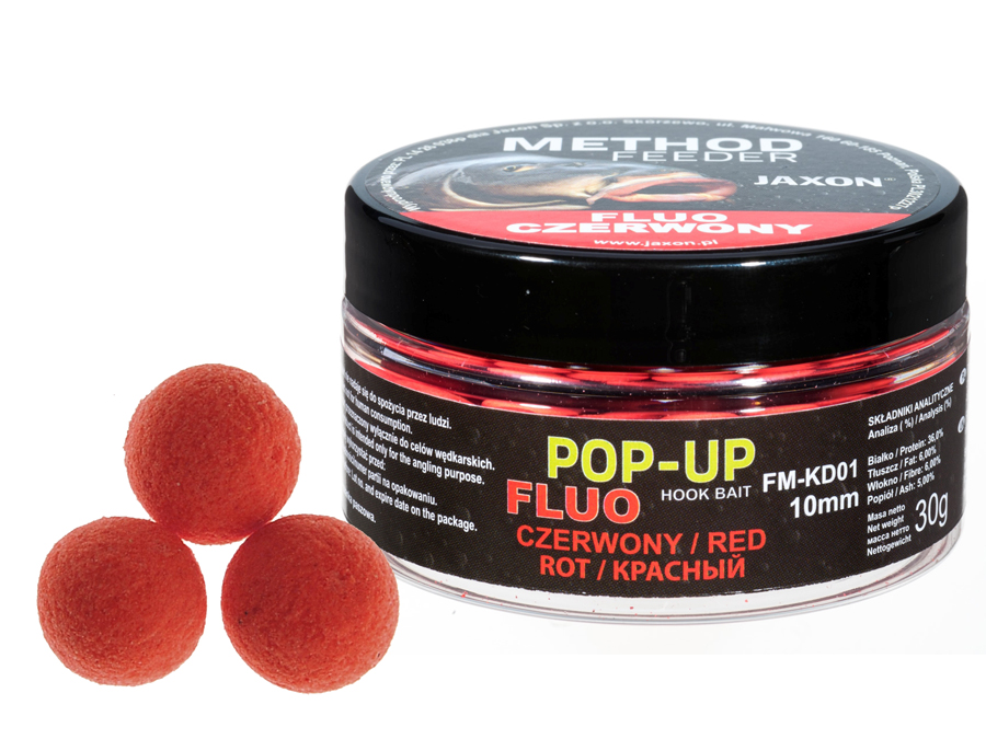Pop-up fluo boilies method Feeder vívido fängig variedad 30g 10mm rojo