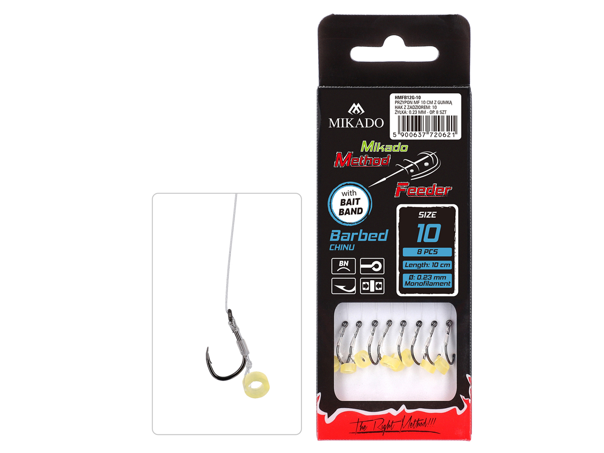 Mikado Method Feeder Rigs Monofilament Chinu with Bait Band Hooks and  rigs for the Method Feeder