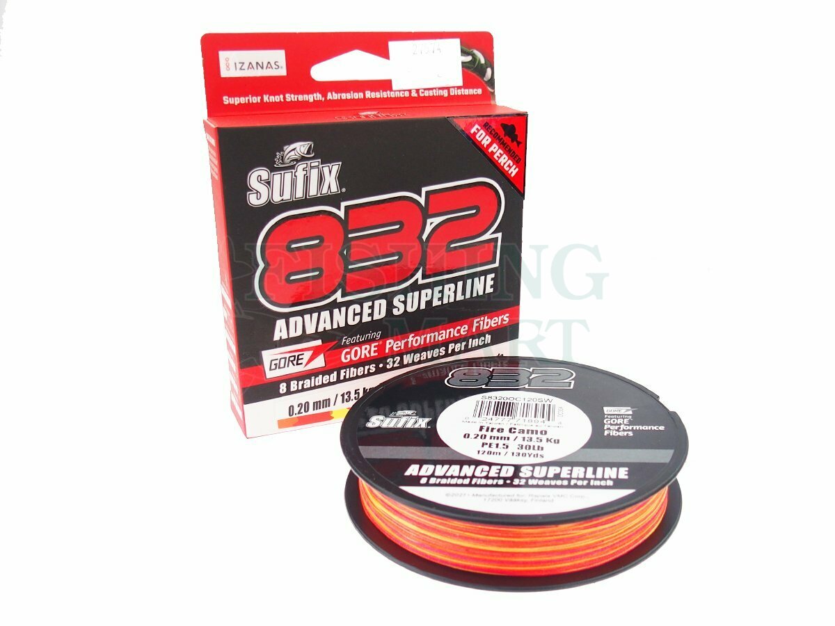 Sufix 832 Braid Line 300yds Orange Camo 20lb