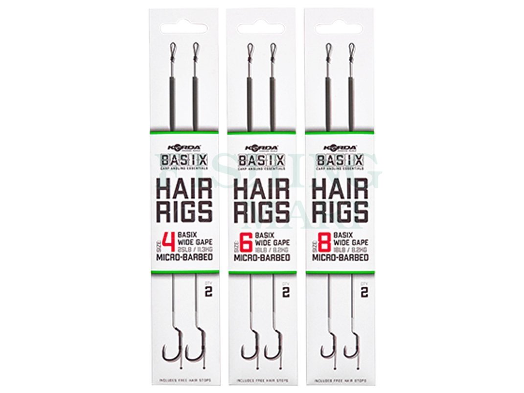 Korda Basix Hair Rigs Wide Gape Micro Barbed Fertigrig Rig Karpfenrig Carprig 