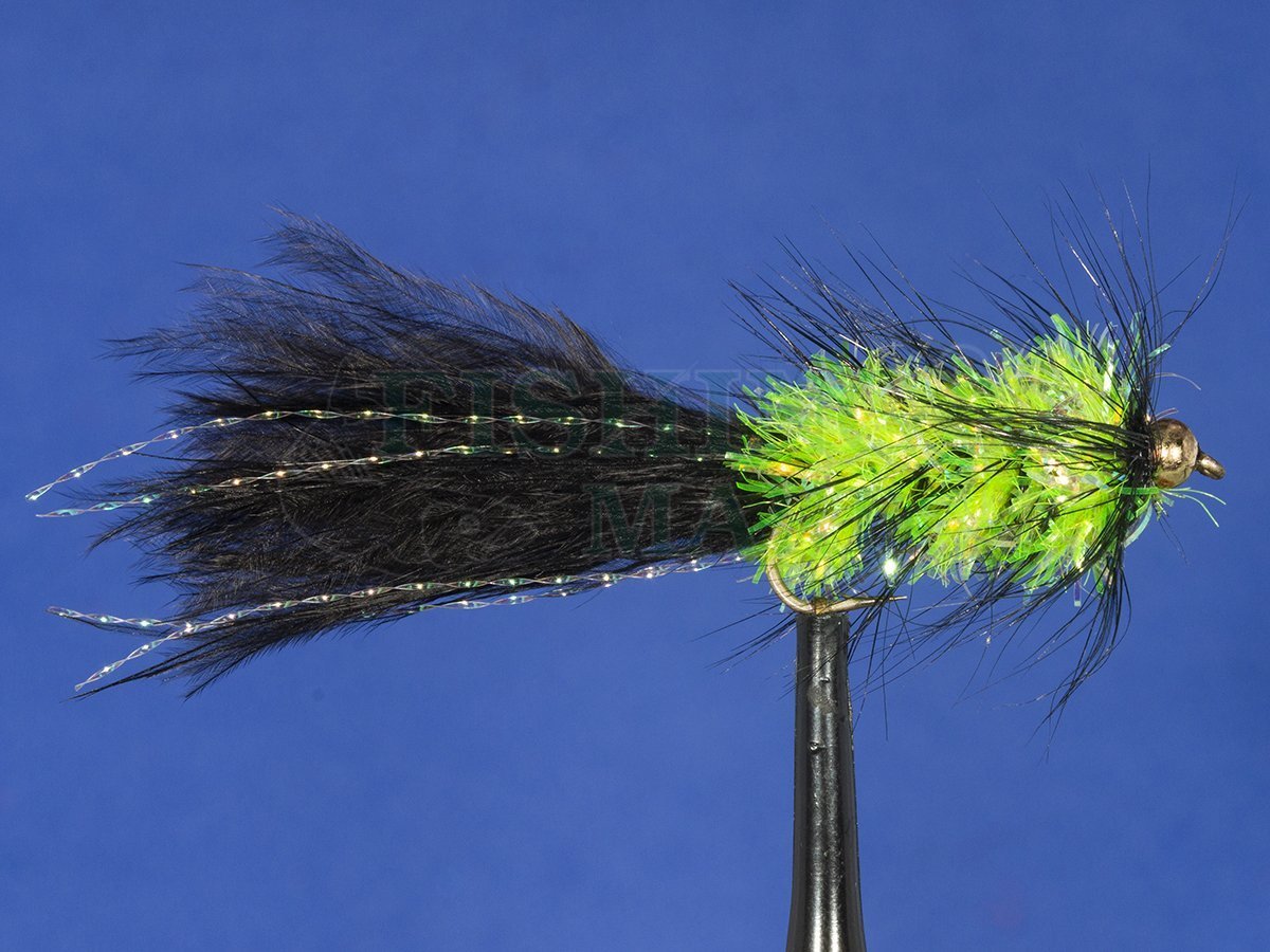 Crystal Chartreuse White Wooly Bugger Streamer BARBED