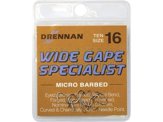 Drennan Micro Barbed Wide Gape Specialist Eyed Hooks 