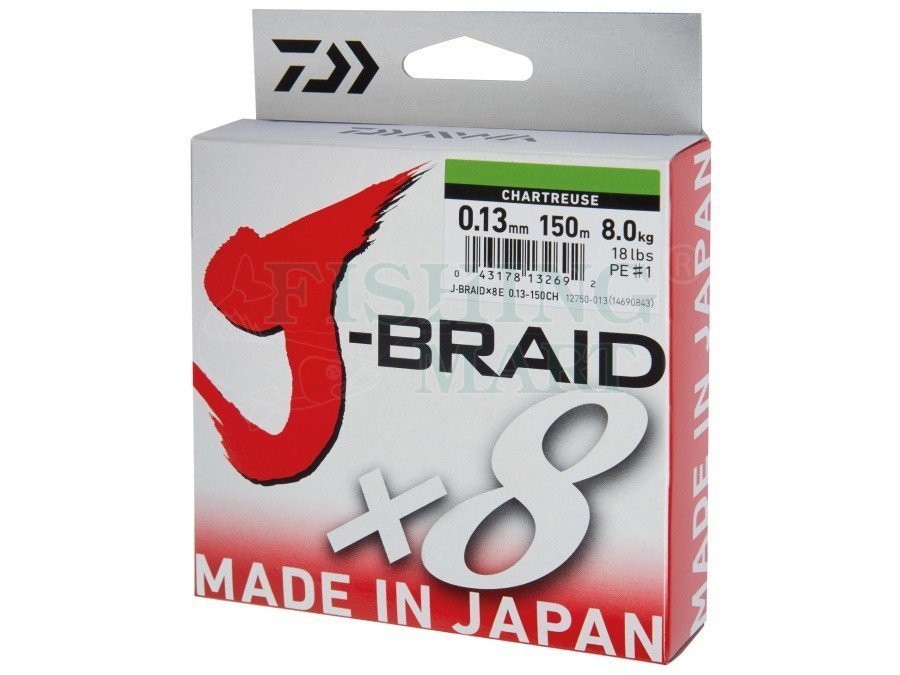 J-Braid X8 0,24mm Chart Daiwa Angelschnur geflochten JE 25m 0,24EUR/m 