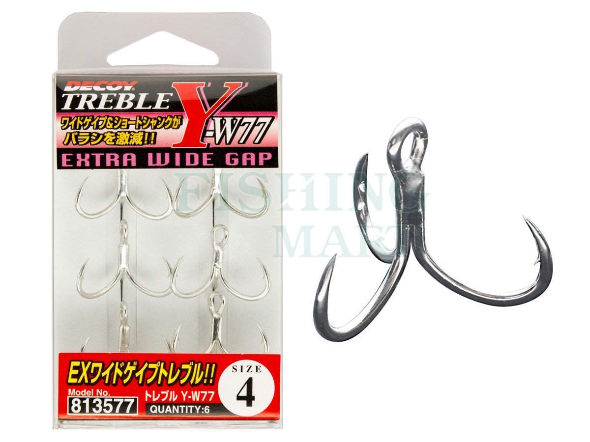 DECOY EXTRA WIDE GAP Y-W77 TREBLE HOOKS PRO PACK - 8