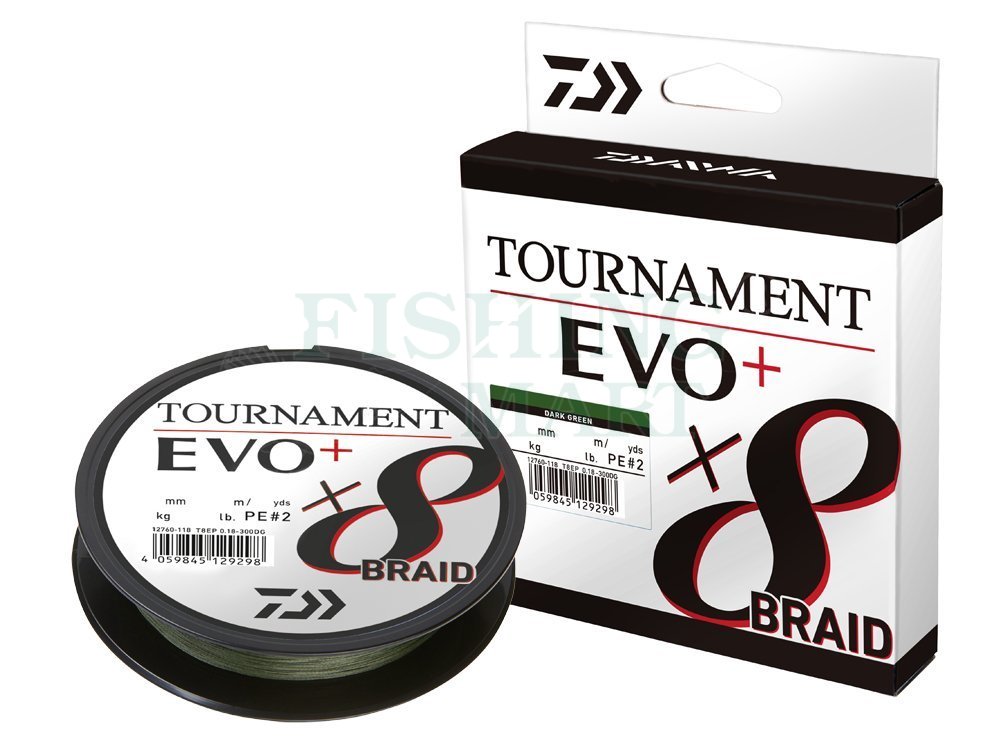 Daiwa Braided lines Tournament X8 Braid Evo+ Dark Green - Braided lines -  FISHING-MART