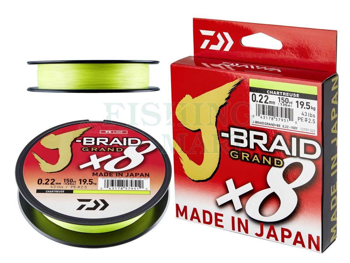 Daiwa Braided lines J-Braid Grand X8 Chartreuse - Braided lines -  FISHING-MART