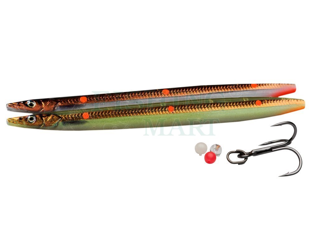Sea lure Savage Gear 3D Line Thru Sandeel Hot Spot Colors 11cm 15g - Fluo  Green Red Dots