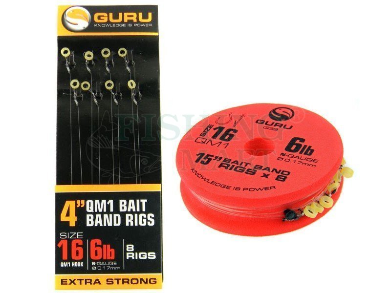 GURU Bait Band Rigs 4” 10cm (Size 18 QM1 Hook 5lb 0,15mm N-Gauge)