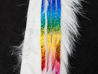 Hareline Zonkery z królika Bling Rabbit Strips - White with Holo Rainbow Accent