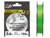 Braid Line Daiwa UVF Morethan Dura Sensor X8 + Si2 Lime Green 150m #0.8