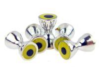 Brass dumbbell with eyes - yellow with black pupil