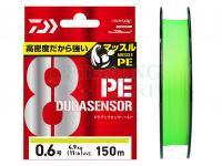 Braid Line Daiwa UVF PE Dura Sensor X8 + Si2 Lime Green150m #0.6