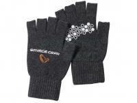 Gloves Savage Gear Knitted Half Finger Glove Dark Grey Melange - XL