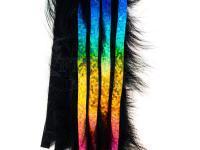 Hareline Bling Rabbit Strips - Black with Holo Rainbow Accent