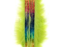 Hareline Bling Rabbit Strips - Chartreuse with Holo Rainbow Accent